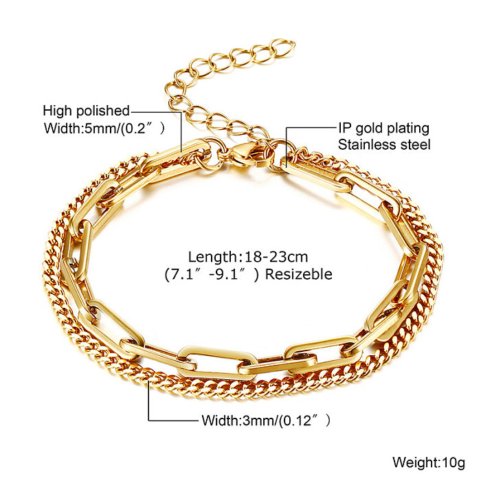 Bracelets plaqués or 18 carats avec perles superposées en acier inoxydable papillon de style simple