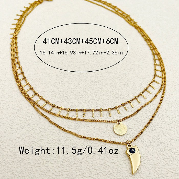 Classic Style Sun Stainless Steel  Plating Gold Plated Layered Necklaces