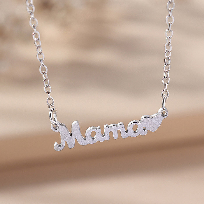 1 Stück modische MAMA-Buchstaben-Halskette mit Edelstahlbeschichtung