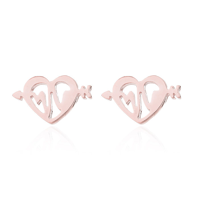 Simple Style Heart Shape Spider Stainless Steel  Plating Hollow Out Ear Studs 1 Pair