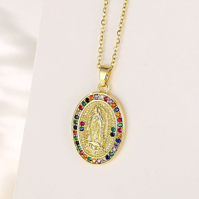 Wholesale INS Style Human Faith Stainless Steel  Stainless Steel 18K Gold Plated Gold Plated Zircon Pendant Necklace