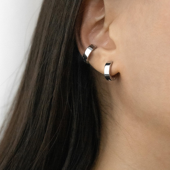 Clips d'oreille plaqués en acier inoxydable, style géométrique simple, 1 pièce