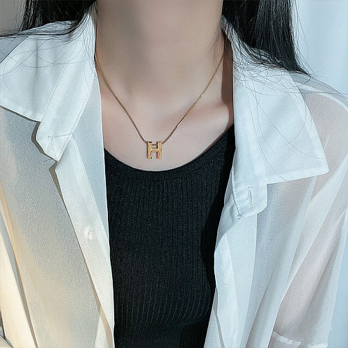 Simple Style Letter Stainless Steel Plating 18K Gold Plated Pendant Necklace