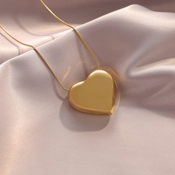 Collier de Placage en Acier Inoxydable en Forme de Coeur à la Mode 1 Pièce