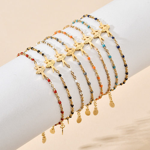 Bracelets de placage en acier inoxydable colorés de style simple bohème pour dame