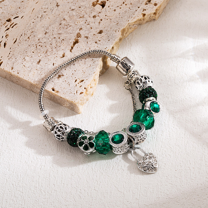 Sweet Heart Shape Key Lock Stainless Steel Alloy Charm Bracelets