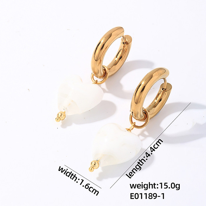 1 Pair Casual Simple Style Heart Shape Plating Stainless Steel  Gold Plated Drop Earrings