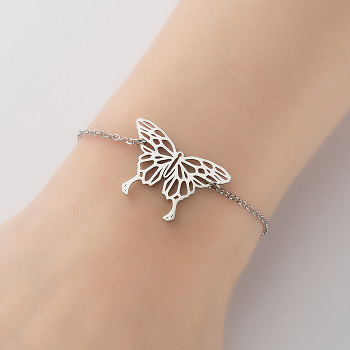 1 pieza Pulseras de acero titanio estilo mariposa mariposa