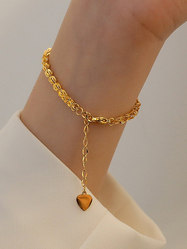 Elegant Classic Style Heart Shape Stainless Steel Bracelets In Bulk