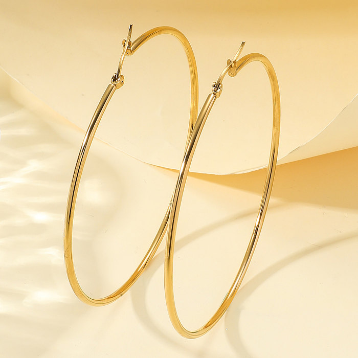 Boucles d'oreilles en acier inoxydable plaqué or 1 carats, 18 paire, Style Simple et exagéré, cercle poli