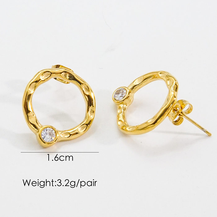 1 Pair IG Style Simple Style Geometric Plating Inlay Stainless Steel  Artificial Pearls Zircon Ear Studs