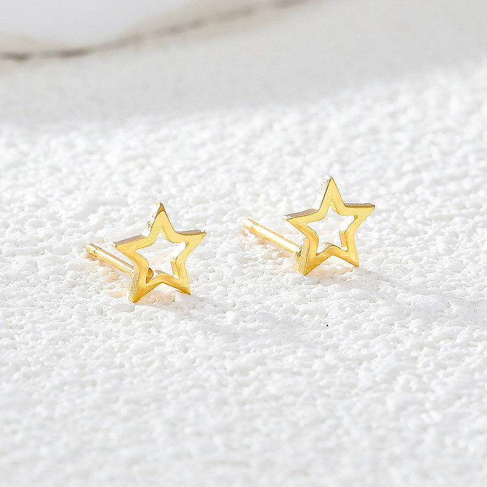 1 par de brincos de orelha banhados a ouro branco 18K estilo IG casual simples estilo estrela flor chapeado