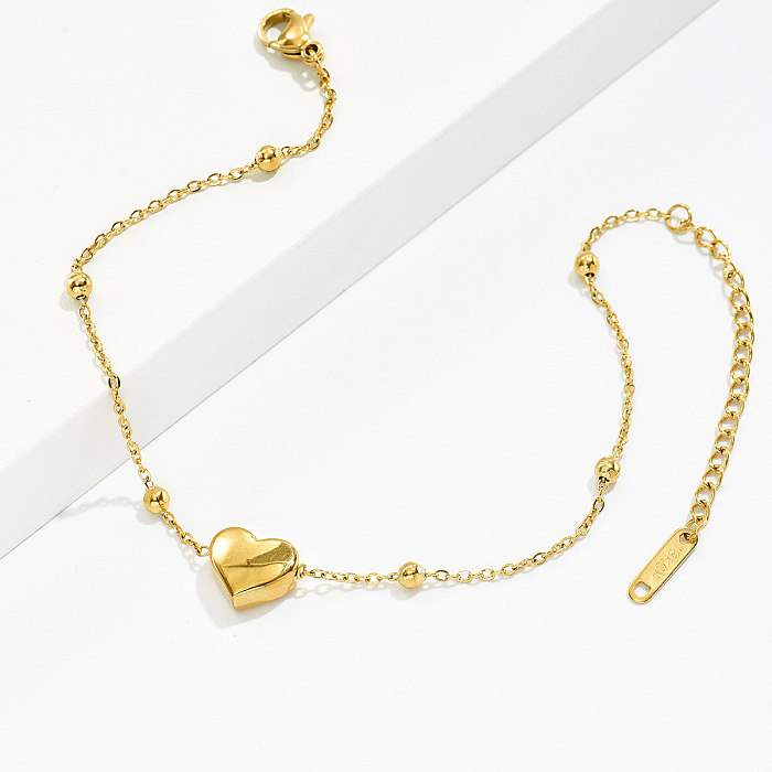 Simple Fashion Golden Adjustable Stainless Steel Heart-Shaped Bracelet