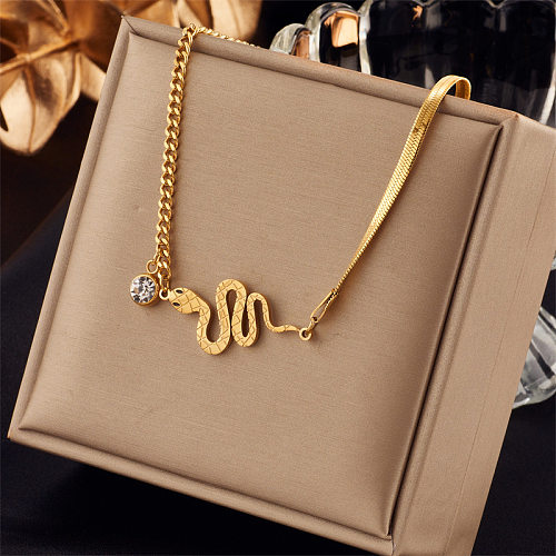 Fashion Snake Stainless Steel Plating Pendant Necklace 1 Piece