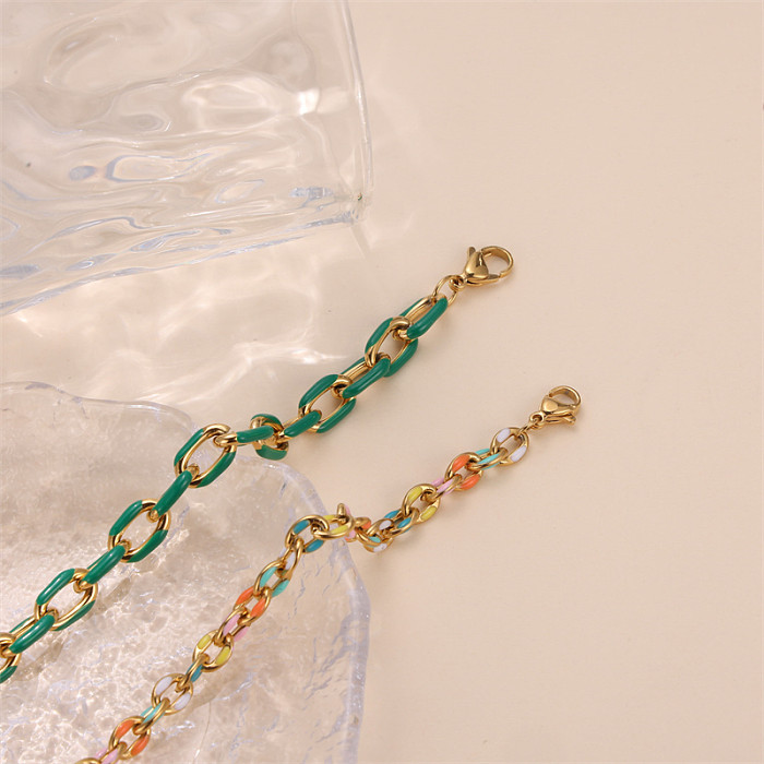 Bracelets en acier inoxydable à bloc de couleur de style simple en vrac
