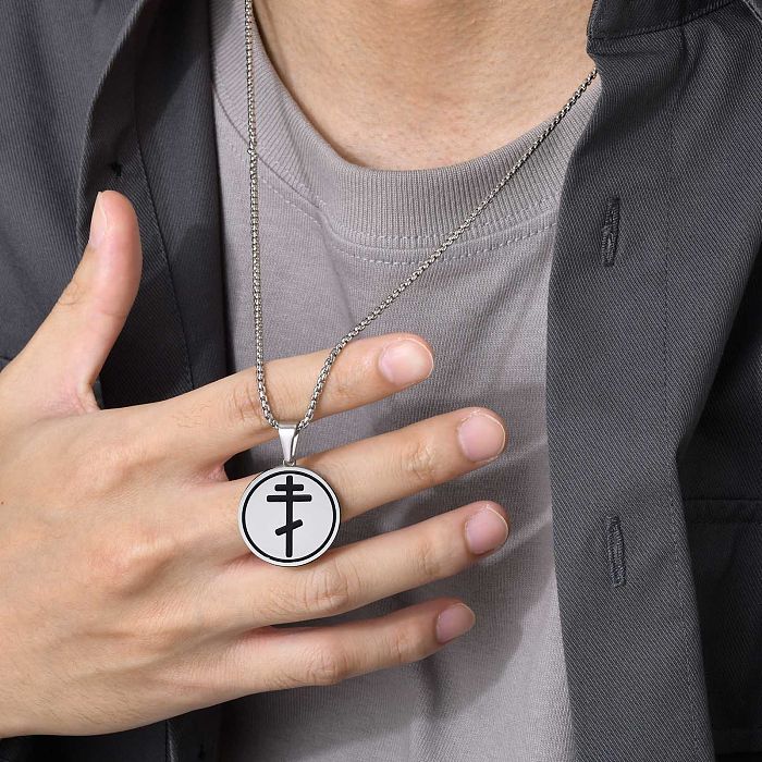 Punk Simple Style Streetwear Cross Stainless Steel Plating Carving 18K Gold Plated Pendant Necklace