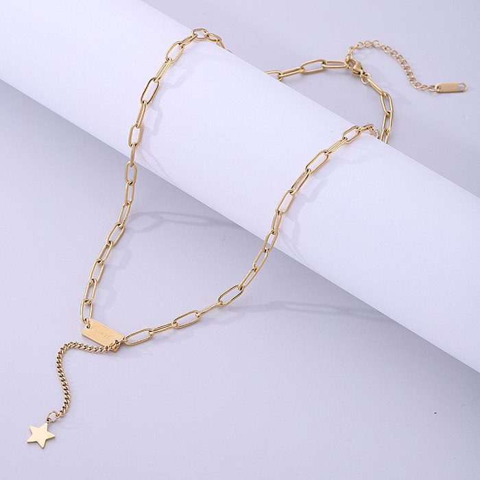 Simple Style Letter Star Stainless Steel  Plating 18K Gold Plated Necklace