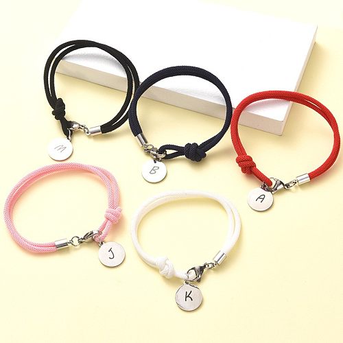 Simple Style Commute Letter Stainless Steel Knitting Plating Silver Plated Bracelets