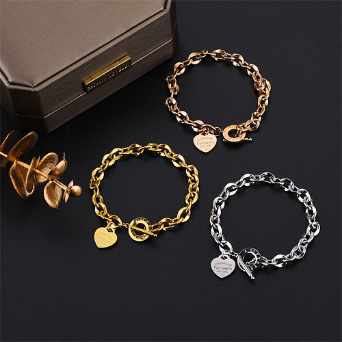 IG Style Korean Style Circle Heart Shape Titanium Steel Buckle Plating Bracelets