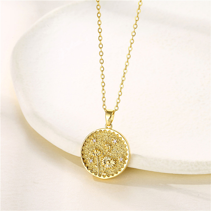 1 Piece Fashion Flower Lotus Chrysanthemum Stainless Steel  Stainless Steel Plating Inlay Zircon Pendant Necklace