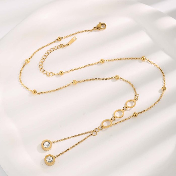 Glam – collier avec pendentif plaqué or, Style Simple, couleur unie, incrustation de placage en acier inoxydable, Zircon