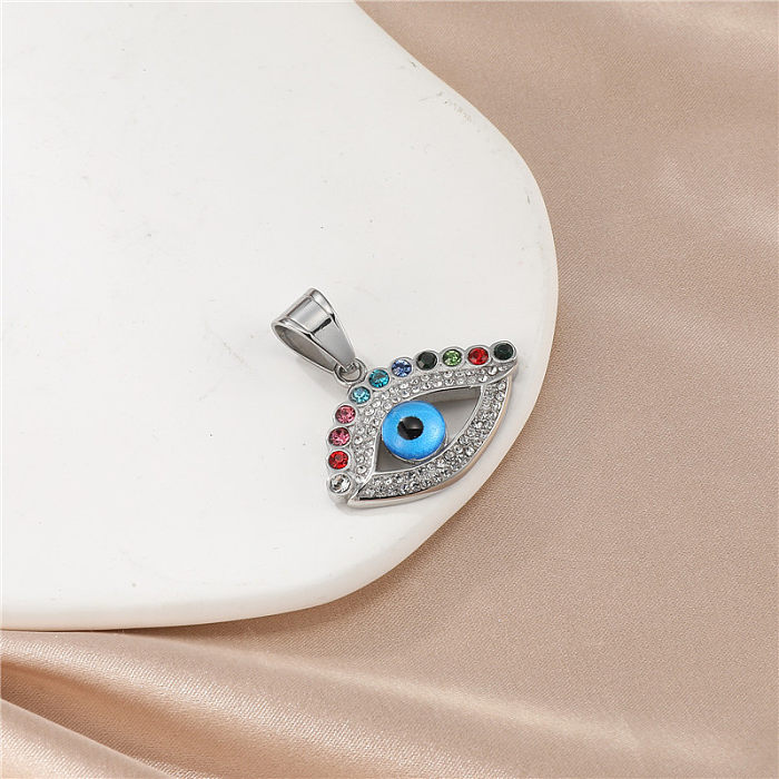 Collier pendentif en diamant artificiel avec incrustation en acier inoxydable œil du diable Streetwear
