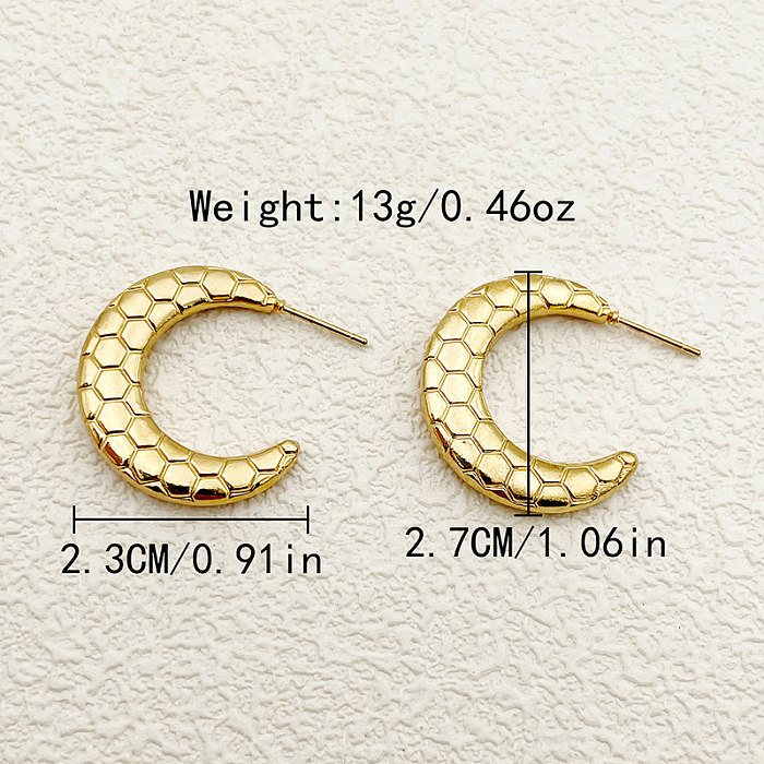 1 par de pinos de orelha banhados a ouro de aço inoxidável estilo simples comutar em forma de C