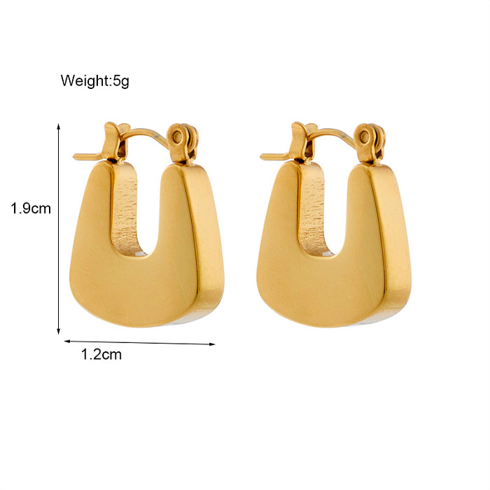 Vintage Style Geometric Stainless Steel Gold Plated Drop Earrings 1 Pair