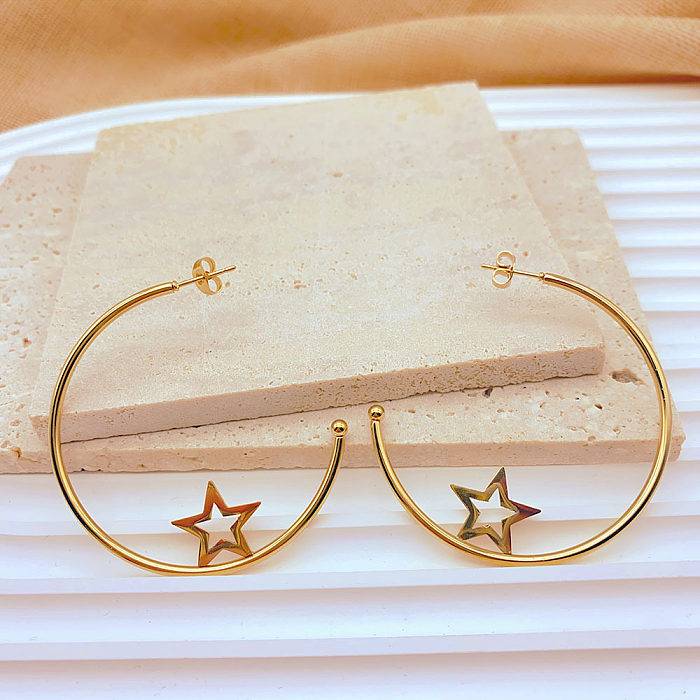1 Pair Exaggerated Star Heart Shape Butterfly Stainless Steel Plating Hoop Earrings