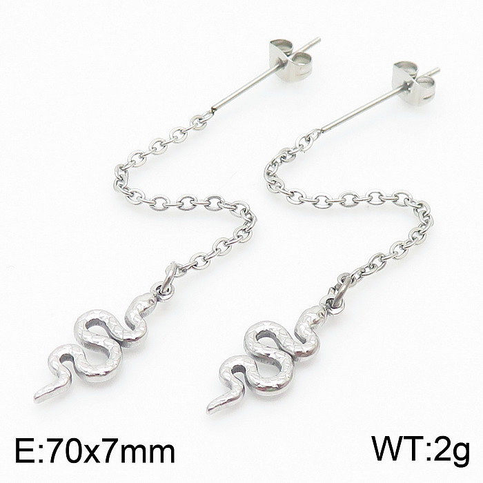1 paire de boucles d'oreilles pendantes en acier inoxydable pour femme, Animal, serpent