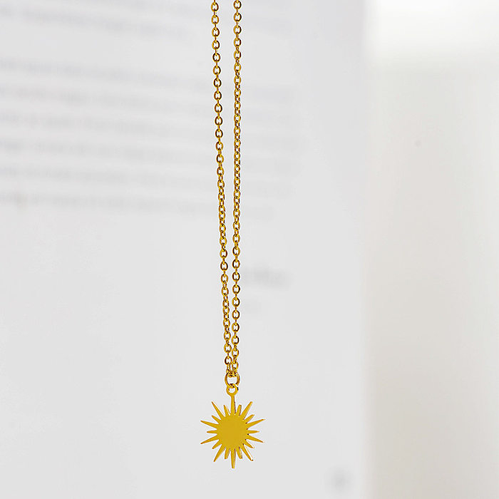 Sunflower Stainless Steel  Necklace Female Geometric Necklace Wholesale
