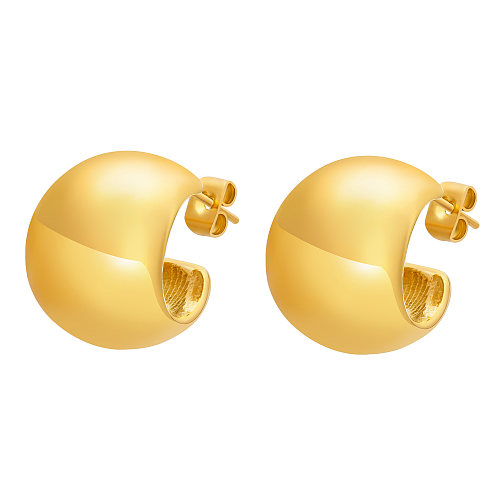 1 Pair Vintage Style Simple Style Solid Color Plating Stainless Steel  18K Gold Plated Hoop Earrings