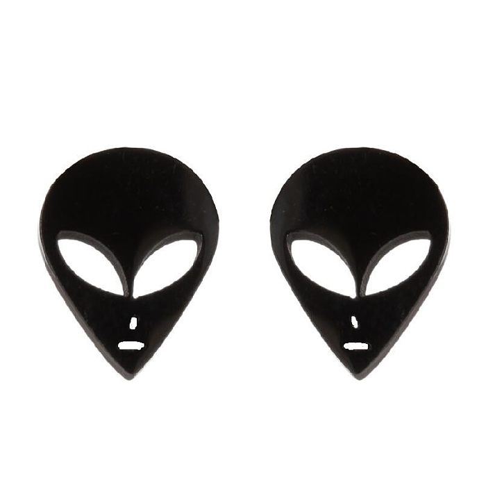 1 Pair Fashion Alien Stainless Steel Plating Ear Studs