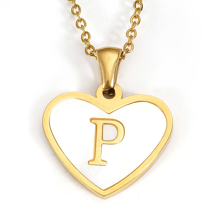 قلادة على شكل حرف IG على شكل قلب مطلية بالفولاذ المقاوم للصدأ ومطلية بالذهب عيار 18 قيراط