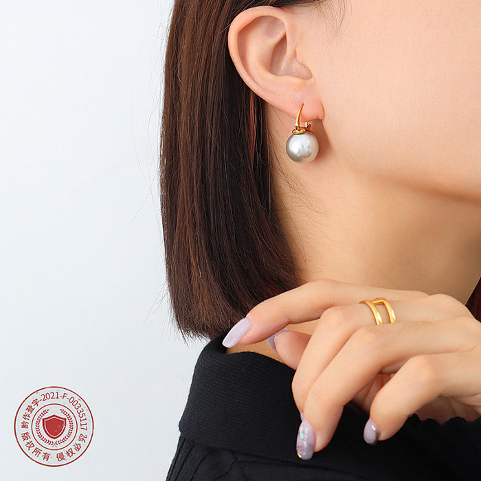 Simple Geometric Pearl Stainless Steel Ear Jewelry