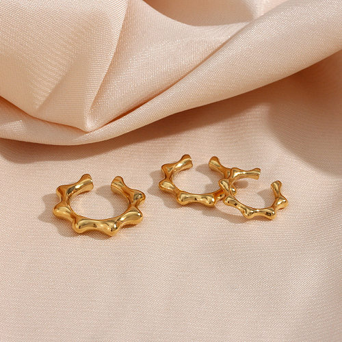 Hip Hop Style Stainless Steel  Plated 18K Rivet Shape Three-Piece Ear Clip