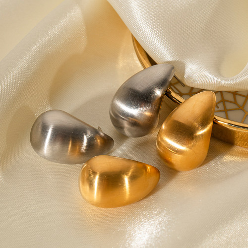 1 par de pendientes chapados en oro de 18 quilates de acero inoxidable con gotas de agua estilo IG