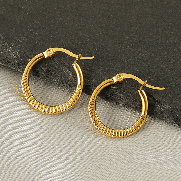 1 Pair Casual Simple Style Round Stainless Steel  Plating 18K Gold Plated Hoop Earrings