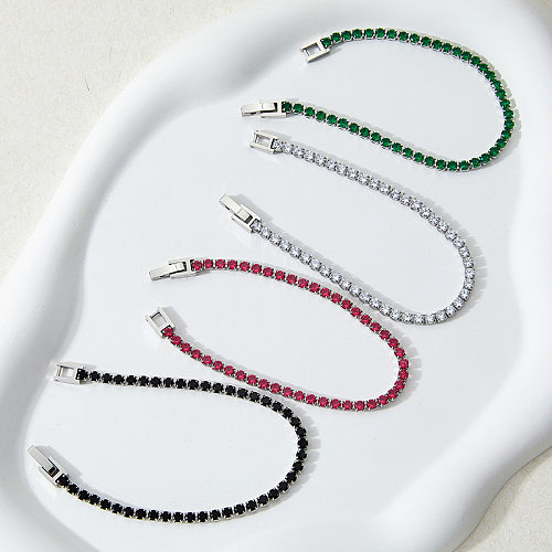 Modern Style Solid Color Stainless Steel Plating Inlay Zircon Bracelets