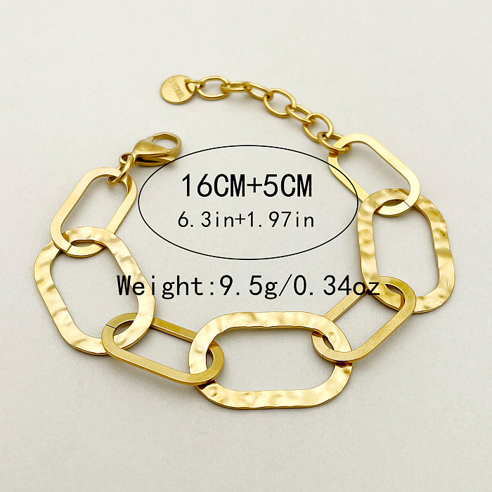 Retro Roman Style Oval Heart Shape Stainless Steel Gold Plated Bracelets In Bulk