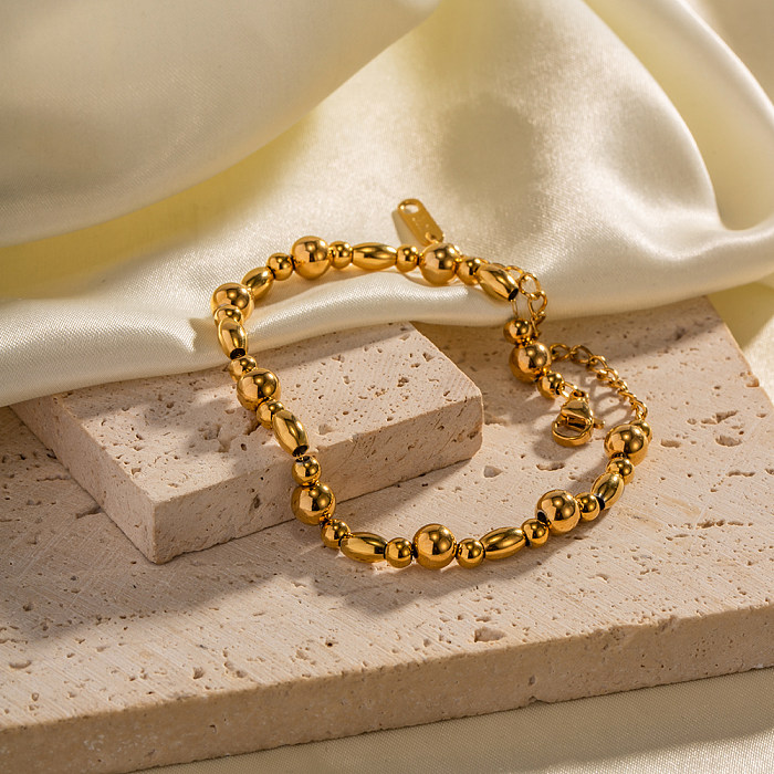 Elegant Round Stainless Steel Plating 18K Gold Plated Bracelets