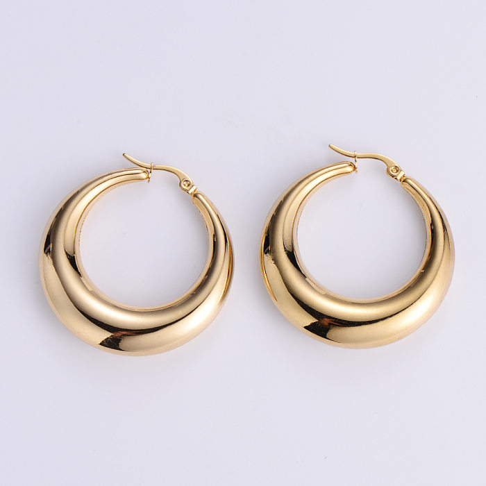 Wholesale Jewelry Stainless Steel Polished Round Hollow Earrings jewelry