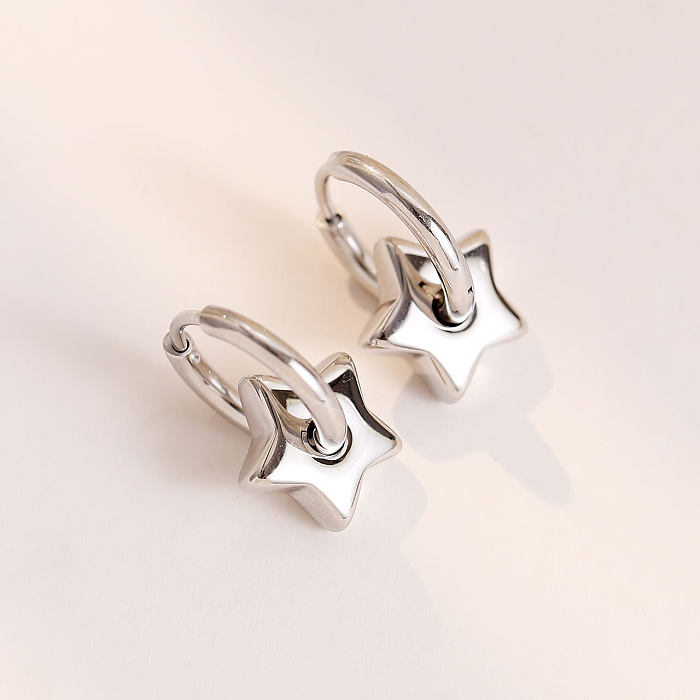 1 Pair Simple Style Star Stainless Steel Plating Drop Earrings