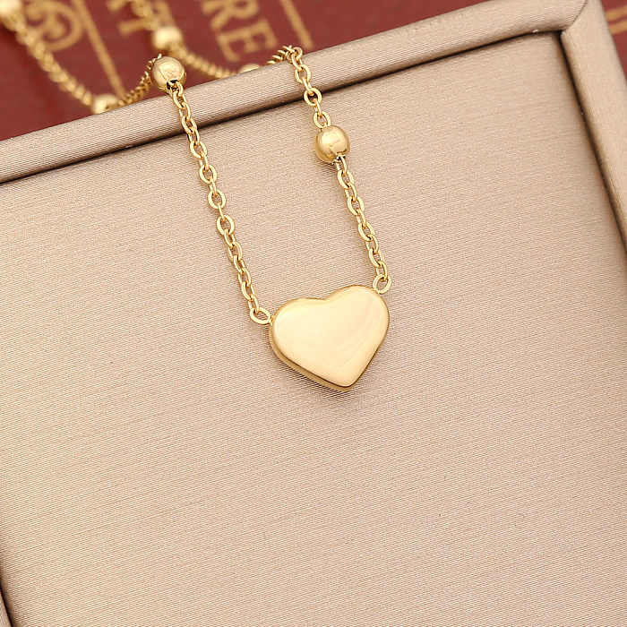 Collier pendentif en acier inoxydable en forme de cœur de Style coréen, 1 pièce, vente en gros