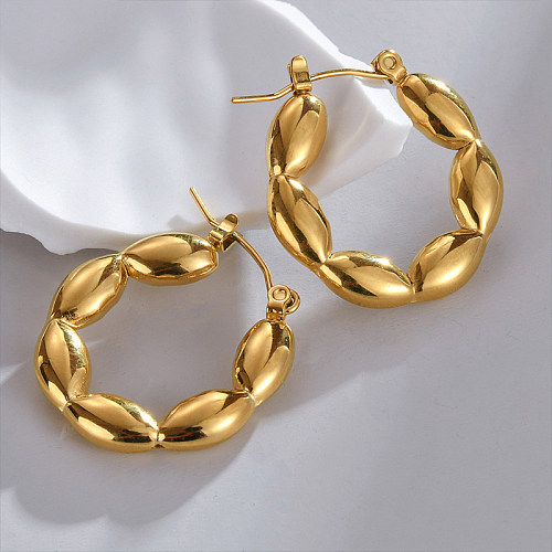 1 par de brincos de orelha banhados a ouro 18K, estilo simples, cor sólida, aço inoxidável