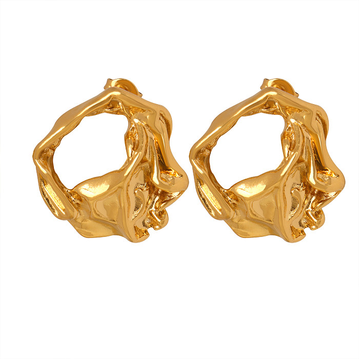 1 par de brincos de orelha banhados a ouro 18K artístico estilo INS irregular