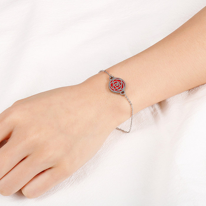 Edelstahl-Armband mit runder hohler Blume, Großhandel für Schmuck