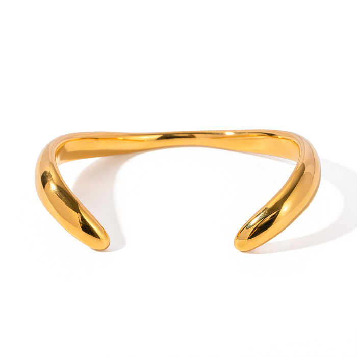 Wholesale IG Style Irregular Stainless Steel Plating 18K Gold Plated Bangle