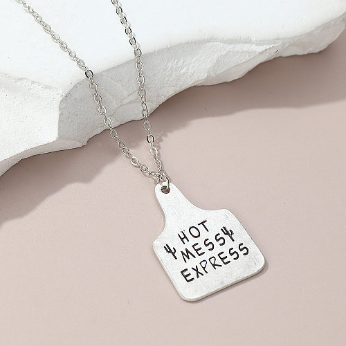 Hip-Hop Letter Stainless Steel  Alloy Plating Silver Plated Pendant Necklace