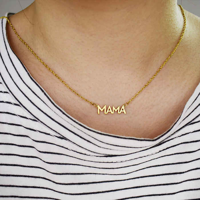 Großhandel MAMA Simple Style Letter Edelstahl-Edelstahl-Halskette